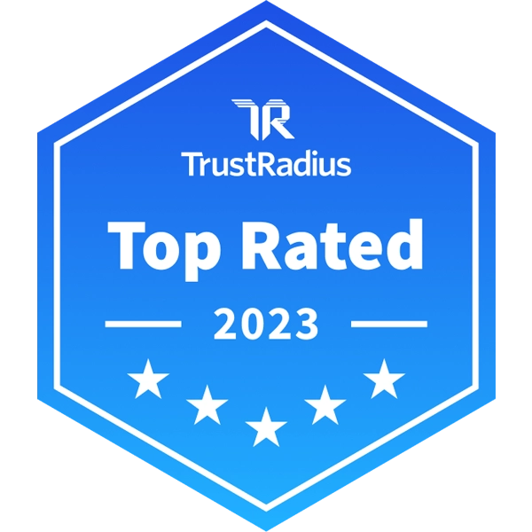 Trust Radius Top Rated 2023 Award Badge